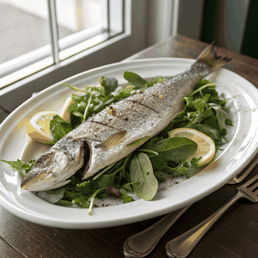 Baked sea bass with lemon and herbs
