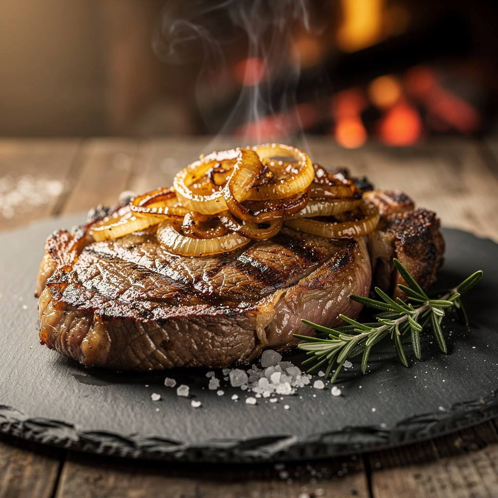 Grilled sliced beef with arugula