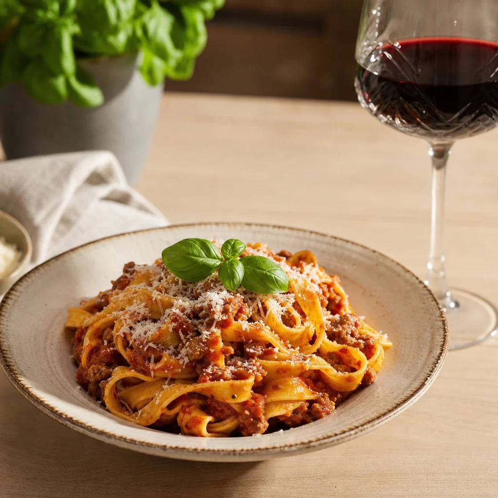 Fresh tagliatelle with beef ragu